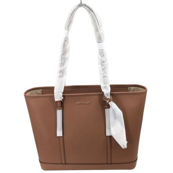 Michael Kors Travel Leather Jet Set Large Tote Bag Zip Up Quiet Luxury Timeless - Picture 1 of 16